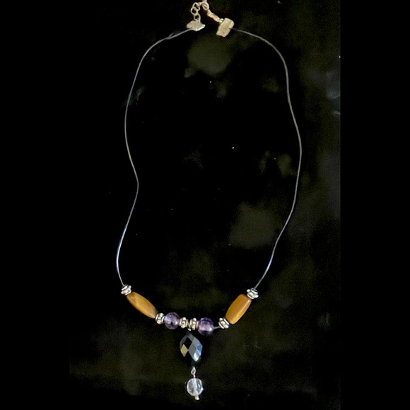 Hand Crafted Jewelry - Hand Crafted Necklace w Geniune Tiger’s Eye, Amethyst, Onyx Beads